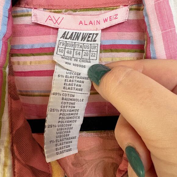 Alain Weiz Maximalist Top Colorful Art To Wear Hippie Button Down Euro Size 20 - Picture 10 of 11